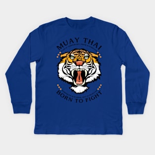 Muay Thai Born to Fight Tiger Kids Long Sleeve T-Shirt